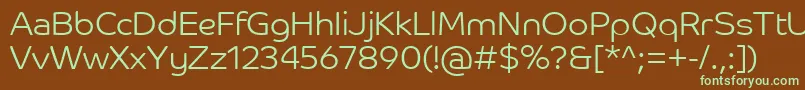 フォントCoHeadlineCorpLight – 緑色の文字が茶色の背景にあります。