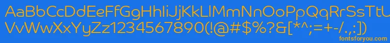 フォントCoHeadlineCorpLight – オレンジ色の文字が青い背景にあります。