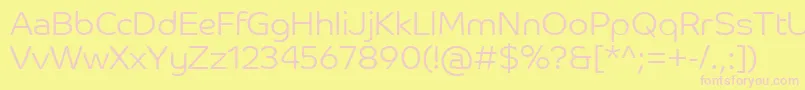CoHeadlineCorpLight-fontti – vaaleanpunaiset fontit keltaisella taustalla