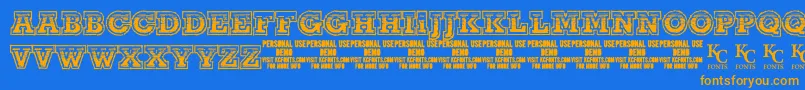 ThelineUpdemoKcfonts Font – Orange Fonts on Blue Background