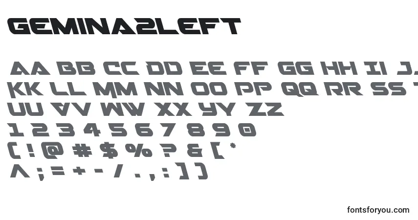 Schriftart Gemina2left – Alphabet, Zahlen, spezielle Symbole