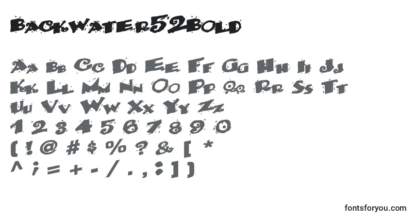 A fonte Backwater52Bold – alfabeto, números, caracteres especiais
