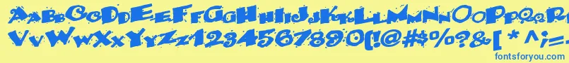 Backwater52Bold-Schriftart – Blaue Schriften auf gelbem Hintergrund