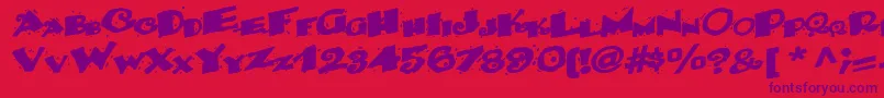 フォントBackwater52Bold – 赤い背景に紫のフォント