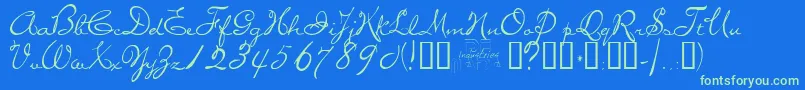 Missb Font – Green Fonts on Blue Background