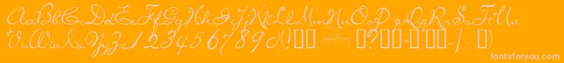 Missb-Schriftart – Rosa Schriften auf orangefarbenem Hintergrund