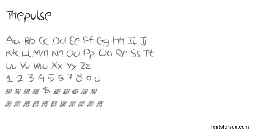 Czcionka Thepulse – alfabet, cyfry, specjalne znaki