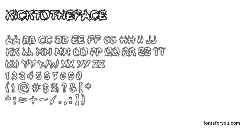 A fonte Kicktotheface – alfabeto, números, caracteres especiais