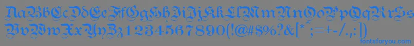 フォントKanzl – 灰色の背景に青い文字