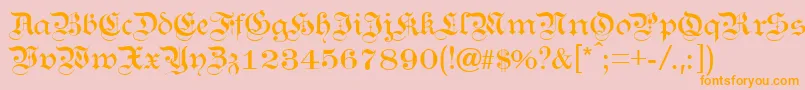 フォントKanzl – オレンジの文字がピンクの背景にあります。