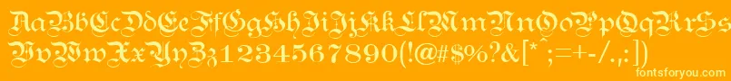 Kanzl-Schriftart – Gelbe Schriften auf orangefarbenem Hintergrund