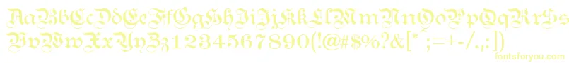 フォントKanzl – 白い背景に黄色の文字