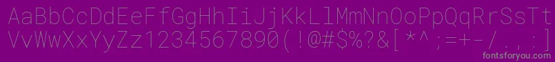 Weitere Informationen zur RobotomonoThin-Schriftart RobotomonoThin-Schriftart – Graue Schriften auf violettem Hintergrund