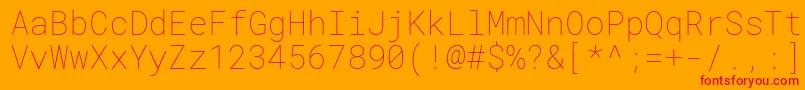 フォントRobotomonoThin – オレンジの背景に赤い文字