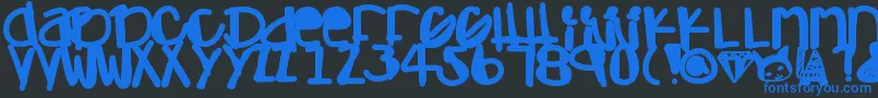Adamskihand-fontti – siniset fontit mustalla taustalla