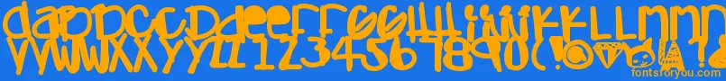 Lisätietoja Adamskihand-fontista Adamskihand-fontti – oranssit fontit sinisellä taustalla
