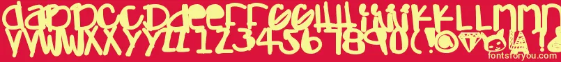 Adamskihand Font – Yellow Fonts on Red Background