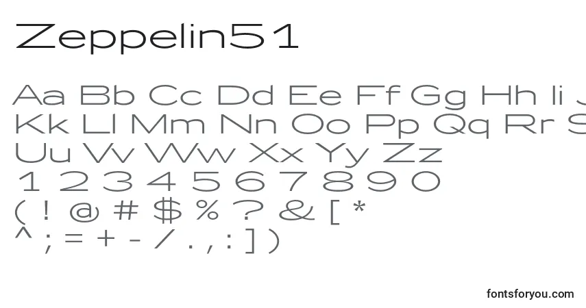 A fonte Zeppelin51 – alfabeto, números, caracteres especiais