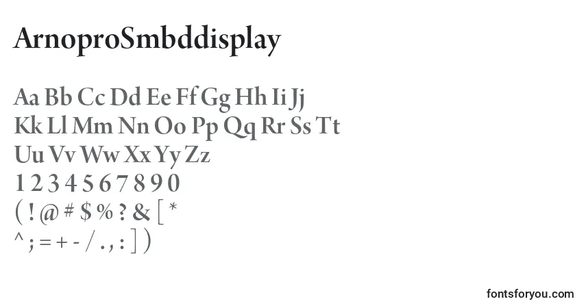 Czcionka ArnoproSmbddisplay – alfabet, cyfry, specjalne znaki