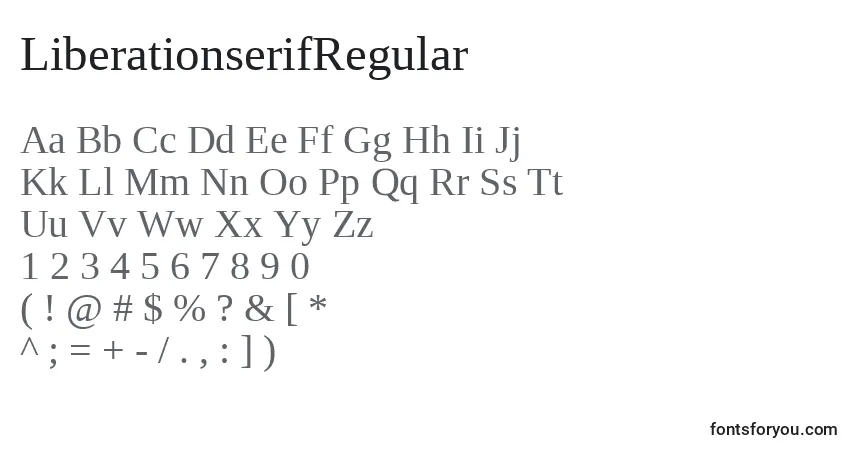 Czcionka LiberationserifRegular – alfabet, cyfry, specjalne znaki