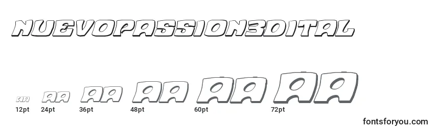 Размеры шрифта Nuevopassion3Dital