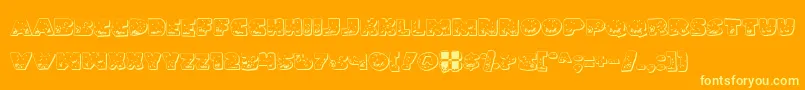 LandSharkOutlineGrunge-Schriftart – Gelbe Schriften auf orangefarbenem Hintergrund