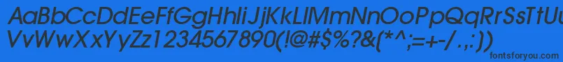 フォントTrendexlightsskBoldItalic – 黒い文字の青い背景