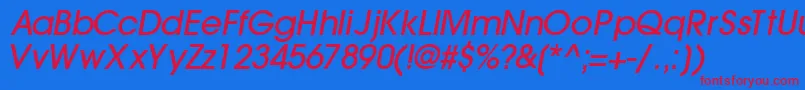 フォントTrendexlightsskBoldItalic – 赤い文字の青い背景