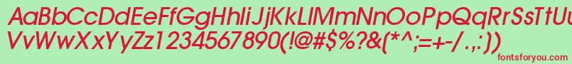 TrendexlightsskBoldItalic Font – Red Fonts on Green Background