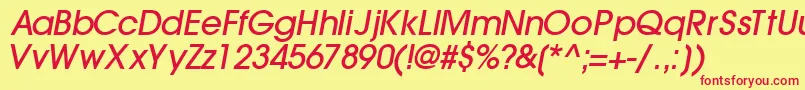 TrendexlightsskBoldItalic Font – Red Fonts on Yellow Background