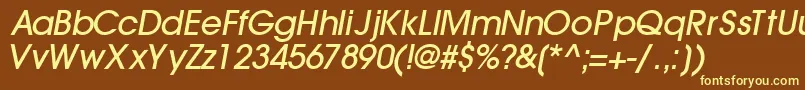 TrendexlightsskBoldItalic Font – Yellow Fonts on Brown Background