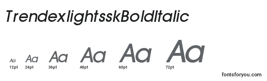 Размеры шрифта TrendexlightsskBoldItalic