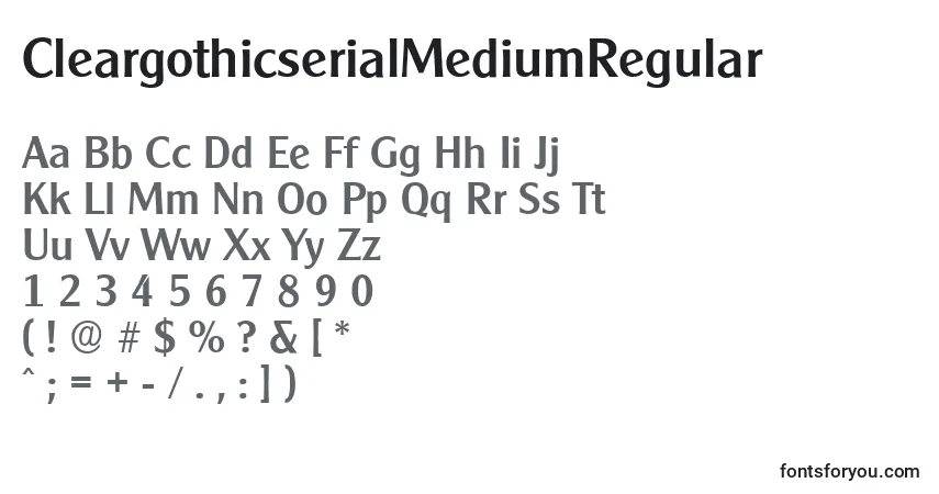 Schriftart CleargothicserialMediumRegular – Alphabet, Zahlen, spezielle Symbole