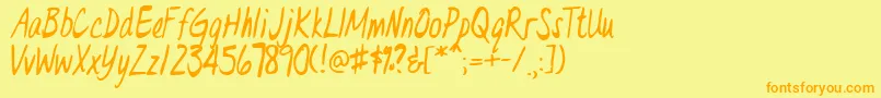 フォントDrEveL – オレンジの文字が黄色の背景にあります。