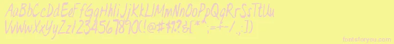 DrEveL-Schriftart – Rosa Schriften auf gelbem Hintergrund