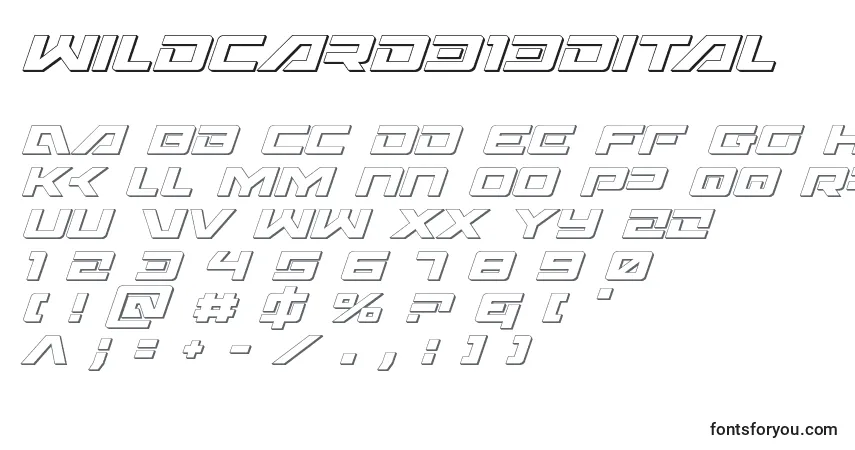 Czcionka Wildcard313Dital – alfabet, cyfry, specjalne znaki