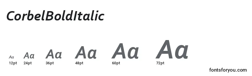 CorbelBoldItalic Font Sizes