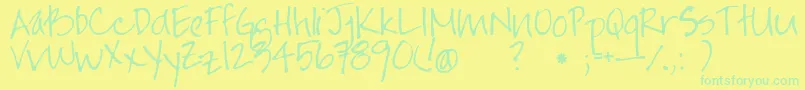 Jayneprinthand Font – Green Fonts on Yellow Background