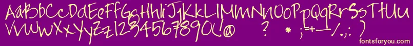 Jayneprinthand Font – Yellow Fonts on Purple Background