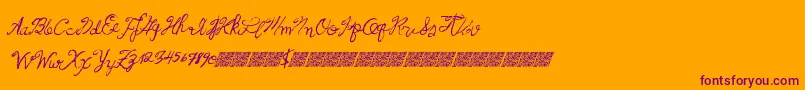 Frenchpirates-Schriftart – Violette Schriften auf orangefarbenem Hintergrund