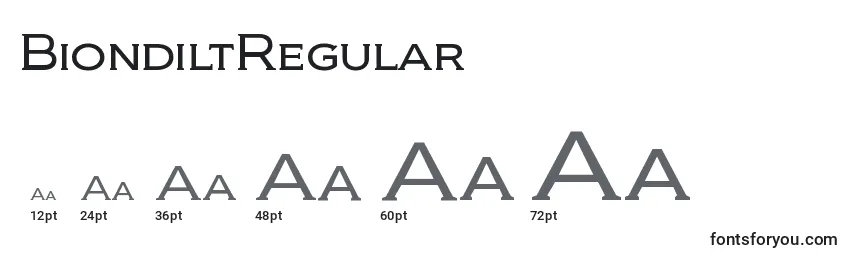 Размеры шрифта BiondiltRegular