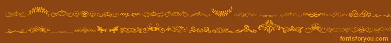VintageDecorativeSigns5 Font – Orange Fonts on Brown Background
