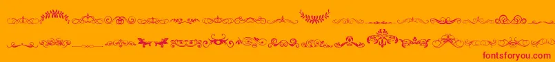 VintageDecorativeSigns5 Font – Red Fonts on Orange Background