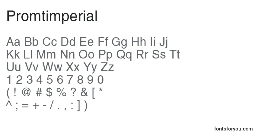 A fonte Promtimperial – alfabeto, números, caracteres especiais