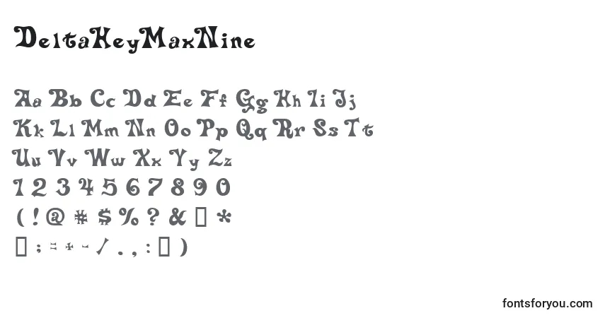 A fonte DeltaHeyMaxNine – alfabeto, números, caracteres especiais