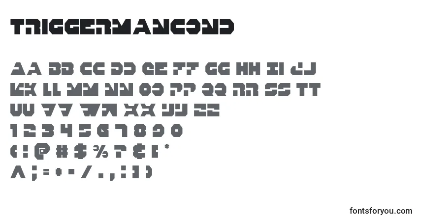 Czcionka Triggermancond – alfabet, cyfry, specjalne znaki
