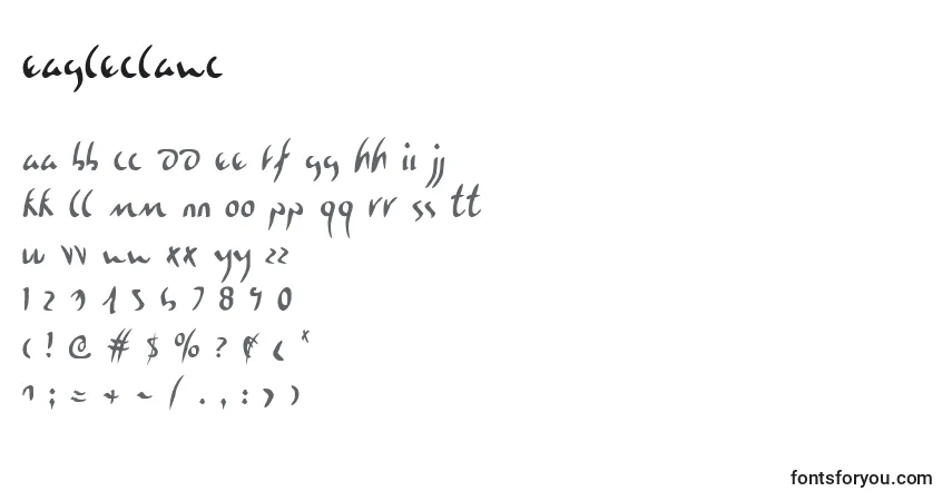 Schriftart Eagleclawc – Alphabet, Zahlen, spezielle Symbole