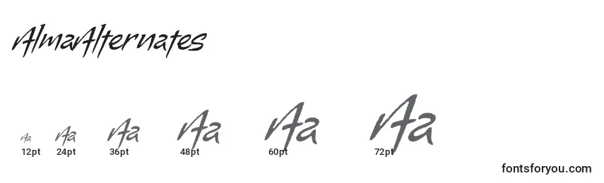 AlmaAlternates Font Sizes