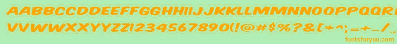 KomikaTitleWired Font – Orange Fonts on Green Background