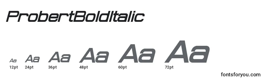 Размеры шрифта ProbertBoldItalic
